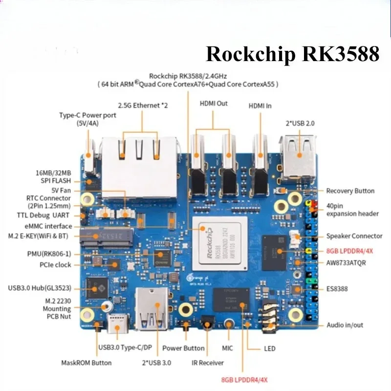 16GB RAM搭載、RK3588プロセッサ、PCIEモジュ - Orange Pi 5 Plus 16Gb のレビューと価格